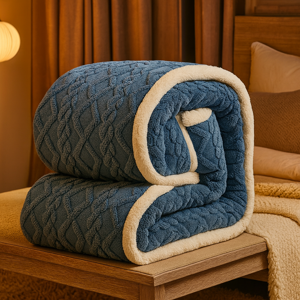 ✨ Cozenova® Ultra-Puffy Sherpa Comforter – Premium Woven Design