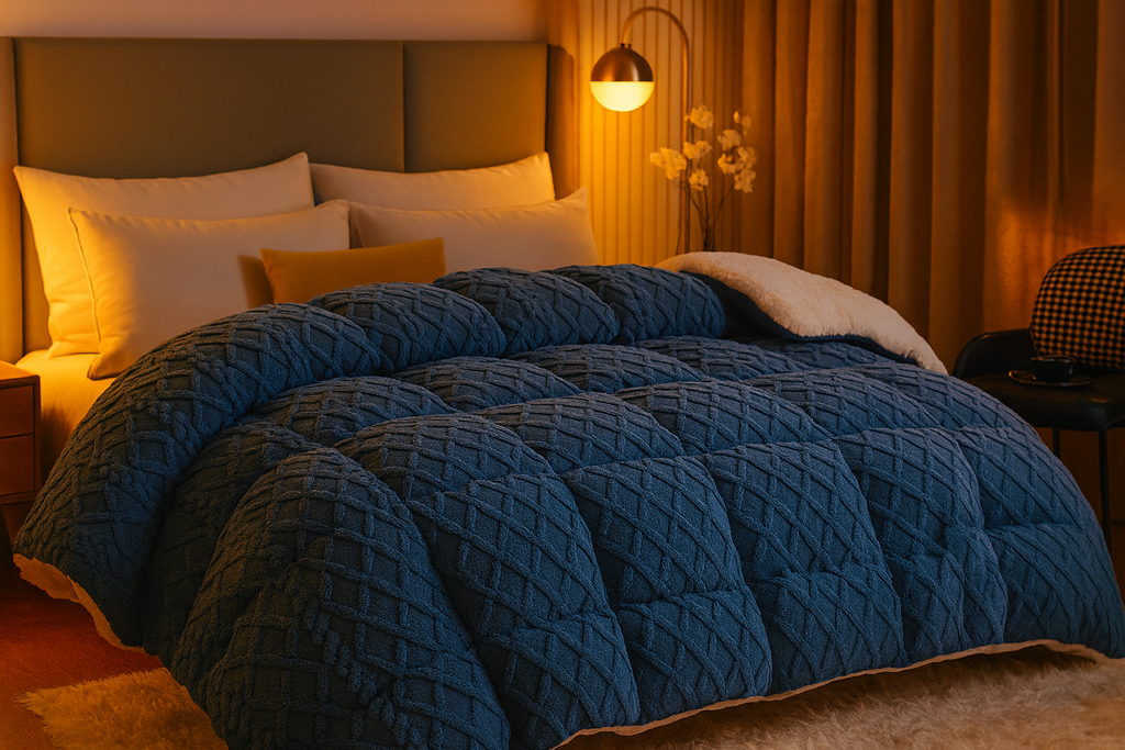 ✨ Cozenova® Ultra-Puffy Sherpa Comforter – Premium Woven Design